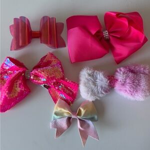 Bundle of 5 Girly Pink Hair Bows EUC